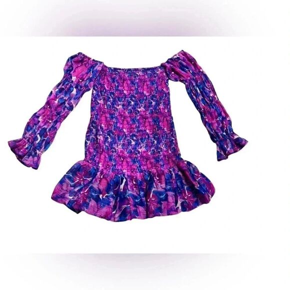 NWT women’s MISA X REVOLVE pink & blue watercolor MINIKLEID NOURA mini dress - Picture 4 of 9